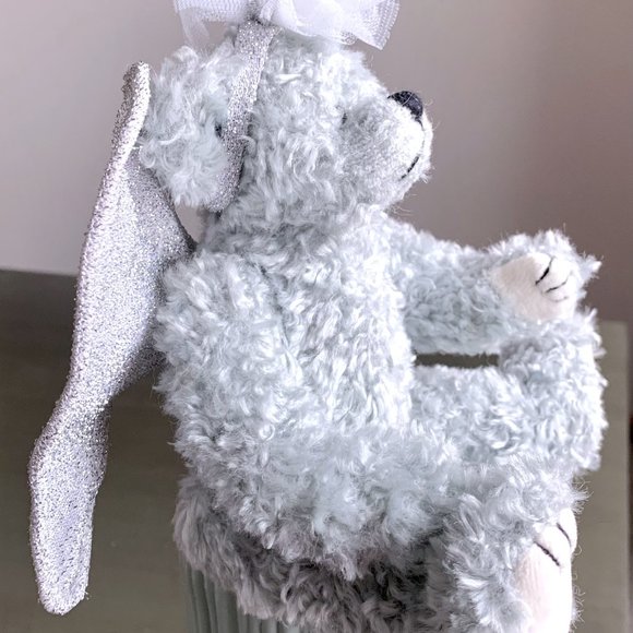 Ty Attic Treasures Sterling Silver Angel 8 1/2" Plush Fully Jointed Teddy Bear - Picture 4 of 7
